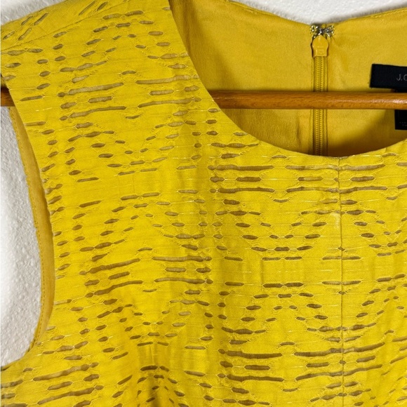 J Crew Yellow Sleeveless Eyelet Jacquard Fit Flare Dress Fully Lined Size 4 - Picture 4 of 7